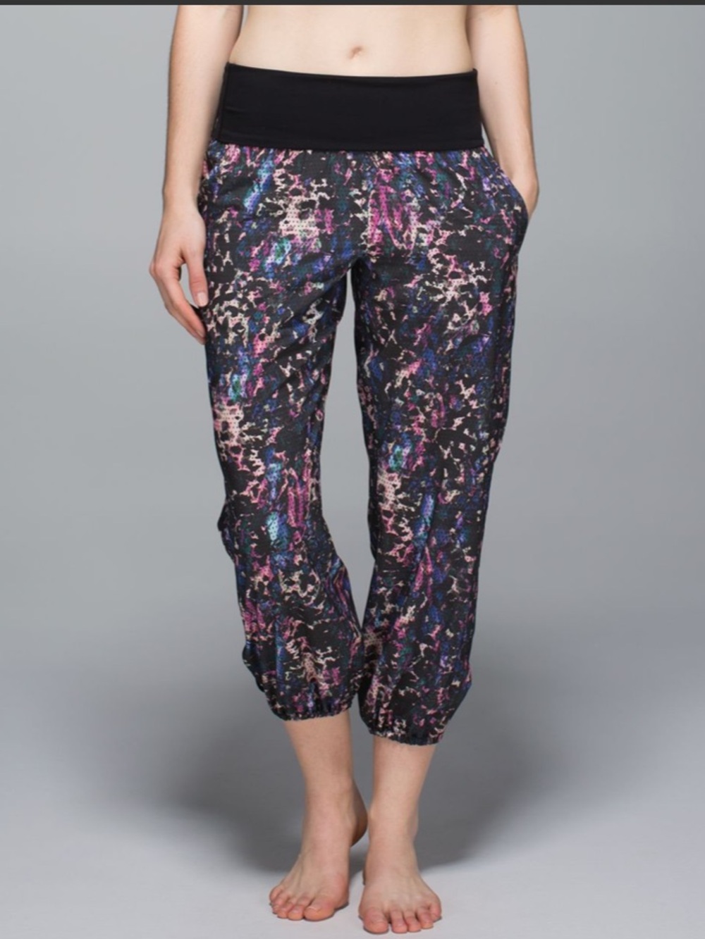 lululemon athletica Om Pant - Black with Pink & Blue Floral Print